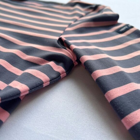 SAINT JAMES GREY PINK HALF SLEEVE BOAT NECK STRIPED TOP - 6 - Picture 6 of 10